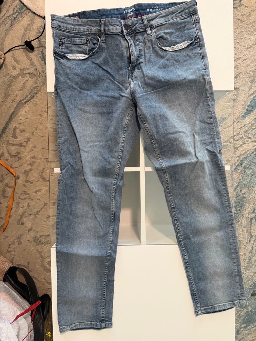 Chaps Men's Straight Jeans in Light Blue Wash